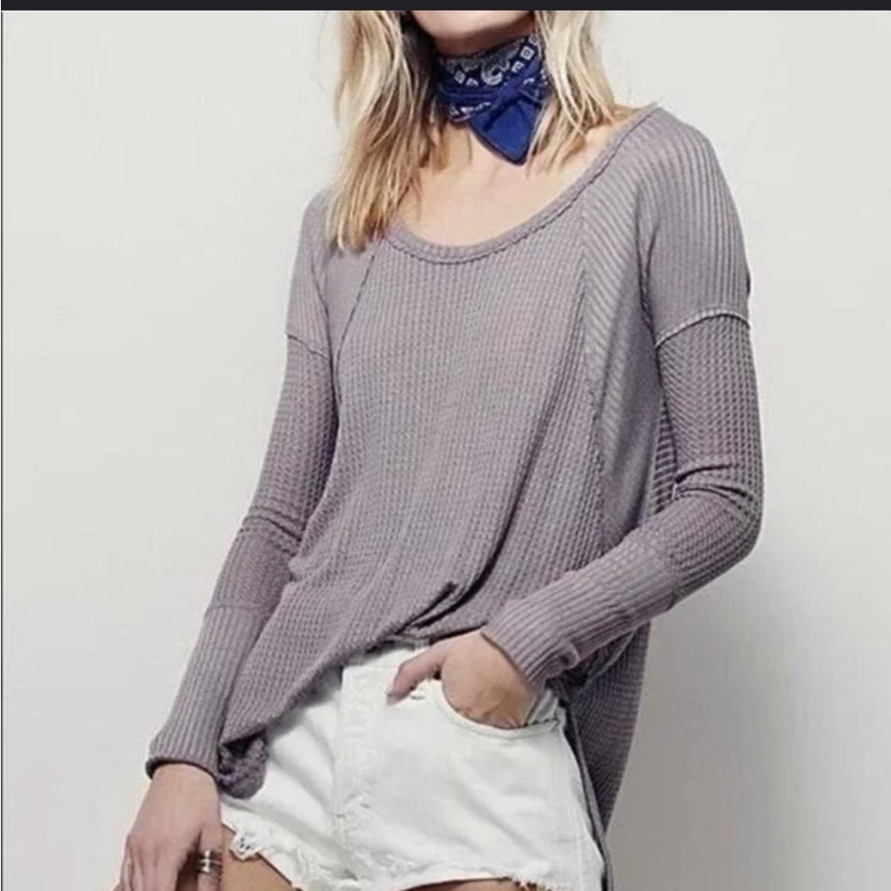 Free People Lilac Textured Sweater